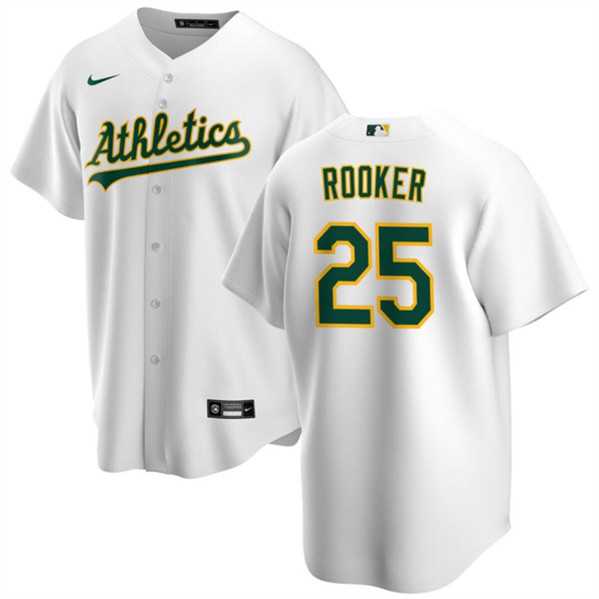 Men%27s Oakland Athletics #25 Brent Rooker White Cool Base Stitched Jersey Dzhi